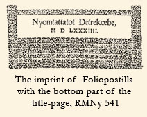 The imprint of  Foliopostilla with the bottom part of the title-page, RMNy 541