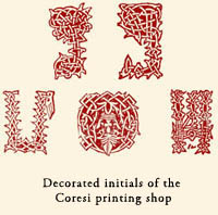 Decorated initials of the Coresi printing shop