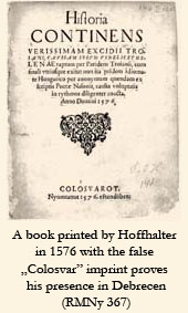 A book printed by Hoffhalter in 1576 with the false 