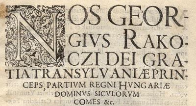 Assembly articles of the same year 1630 issued following the election of György Rákóczi to Prince of Transylvania (RMNy 1465)