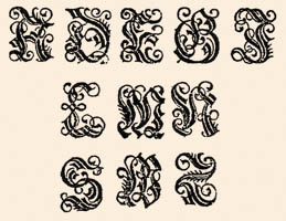 Ornamental fraktur types of Honterus' press