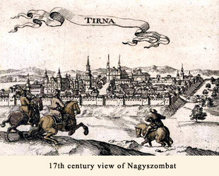 17th century view of Nagyszombat