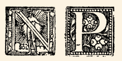 Two initials decorating books printed in Nagyszombat in the 1600s: letter N originates from the Vienna press of Singriener, while letter P from the Vienna Jesuits