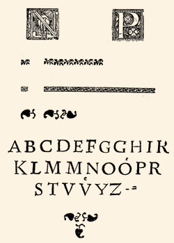 A Káptalani nyomda XVII. századi készlete: iniciálék, nyomdai cifrák, betűtípus