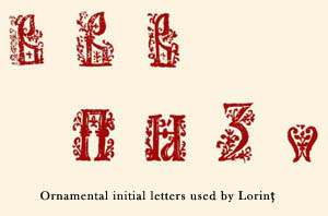 Ornamental initial letters used by Lorin