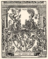 Nádasdy Tamás és Kanizsay Orsolya egyesített fametszetes címere az Új Testamentum-ban, valószínűleg Bécsben készült. 